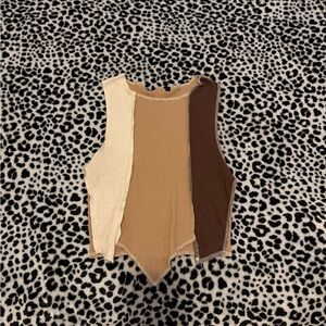 Stylish Colorblock top in Cream, Tan, and Brown